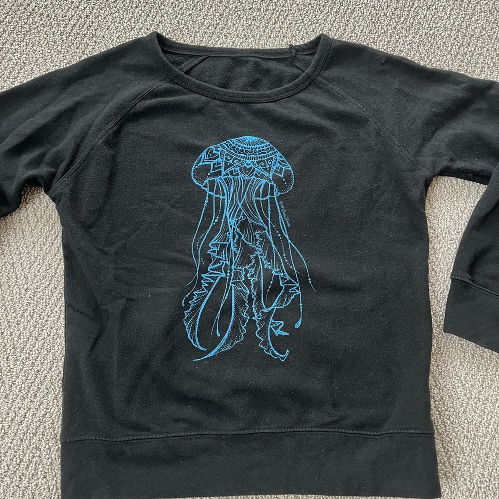 Black West Coast Karma Sweatshirt with Blue Jellyfish Design